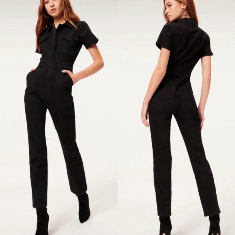 Good American Fit For Success Jumpsuit Black Stretch M One-Piece Utility Pockets